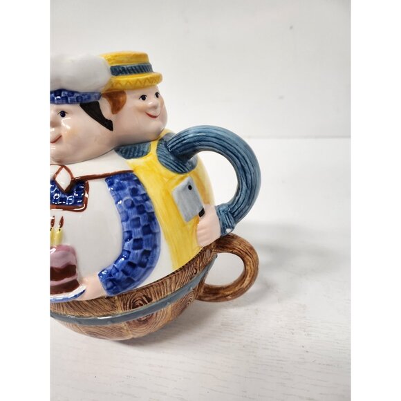 VTG Department 56 Three Men in a Tub Nesting Teapot and Cup Set Ceramic Kitsch - Picture 3 of 15